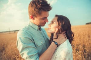 take her hands and look into her eyes deeply